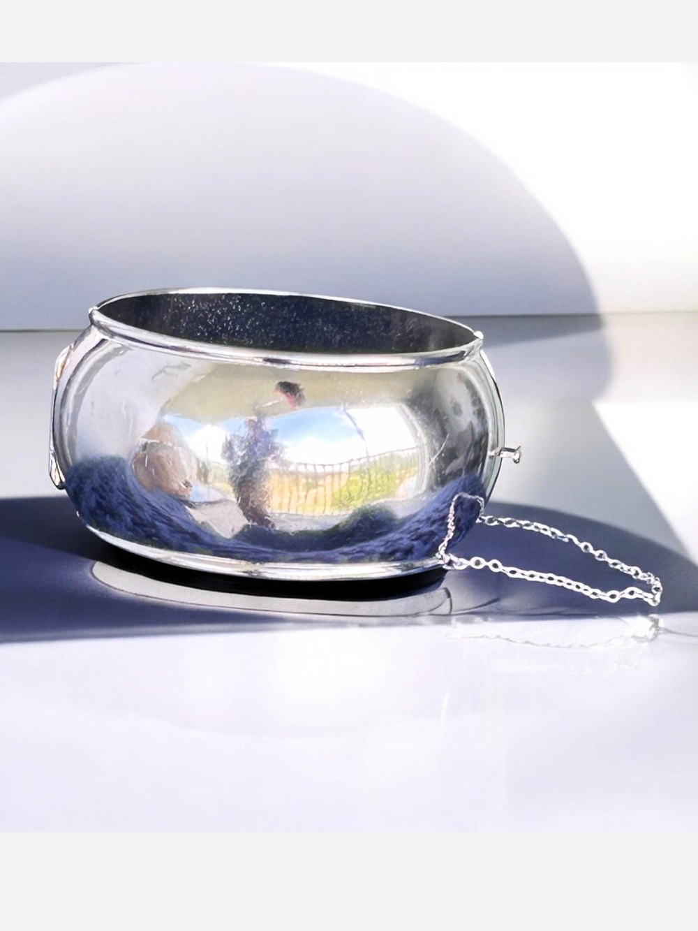 Whiting & Davis Silver-tone Reflective Mesh Bangle
